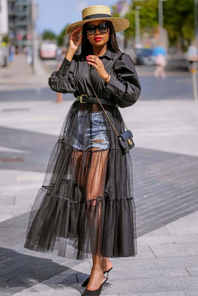 The black tulle dress comes in a beautiful lace, stretchy fabric that is perfect for today’s fashionista who wants a dress that is sexy, stylish, and comfortable. There are endless ways to wear this dress – pair it with tights and boots for the winter months, dangle earrings for the holidays, bracelets to match your nail polish or take it off completely – it’s just as comfortable as it is elegant.