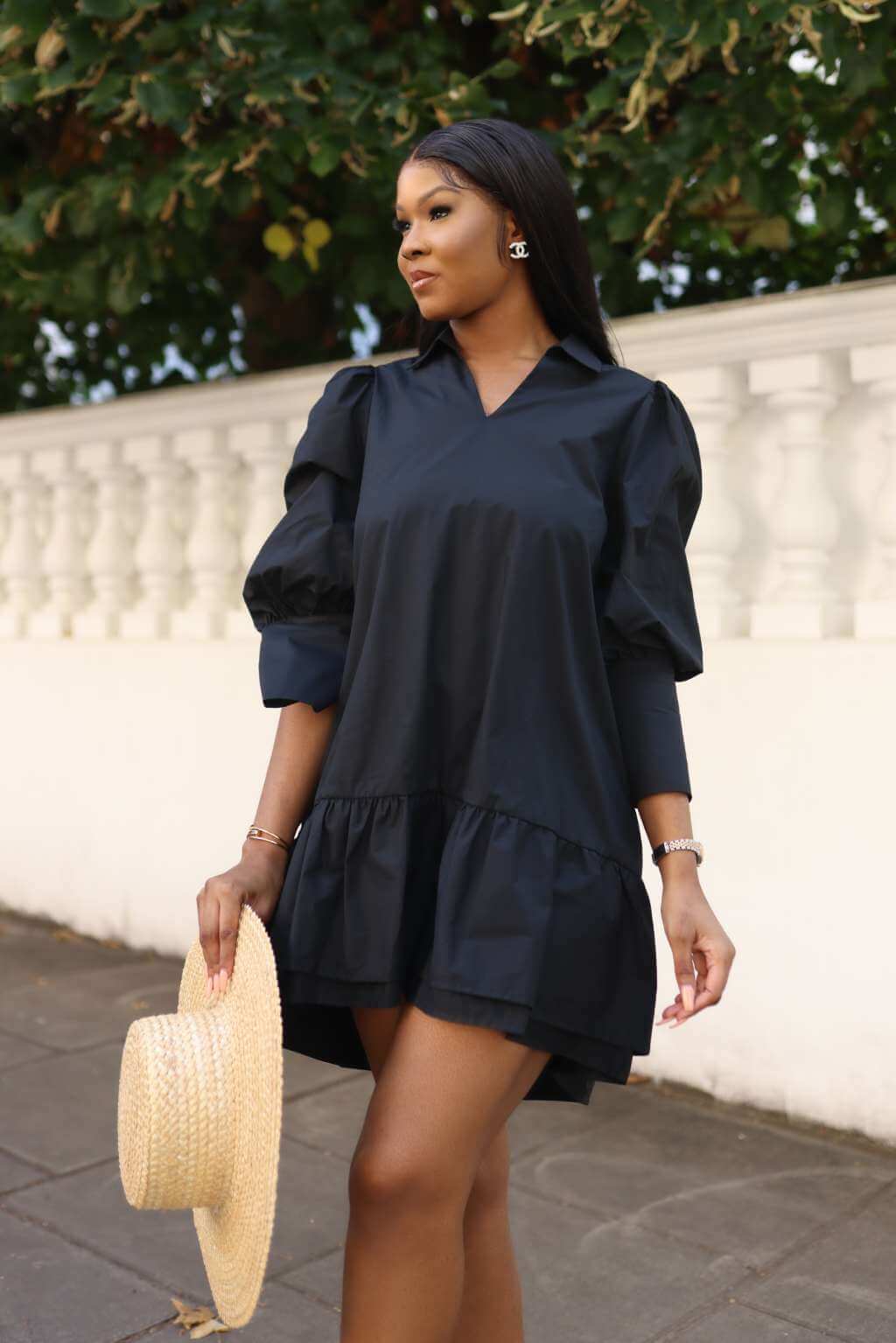 This Black Poplin Dress is a definition of elegance. When designing this timeless dress, we wanted to give you a simple yet striking masterpiece. This dress speaks for its self, just wear it and enjoy being admired.