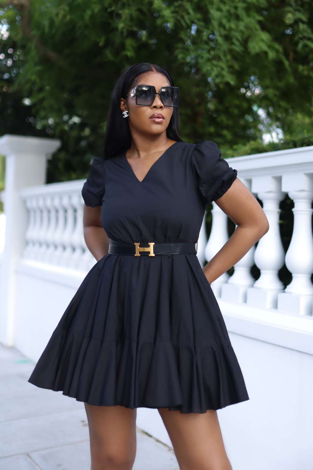This dress gives you classic vibes yet a cool look. The gathered hem design gives it volume, which will make you look super expensive without even trying. Complete with the belt to snatch your waist and look even more flattering.