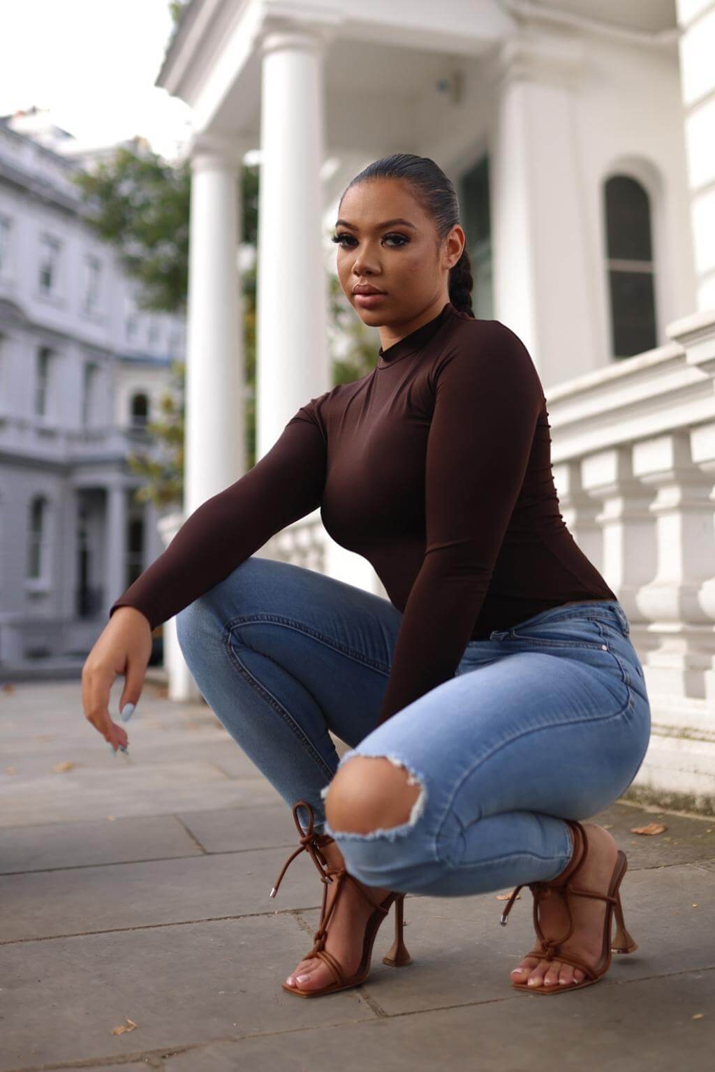 dark brown bodysuit outfit