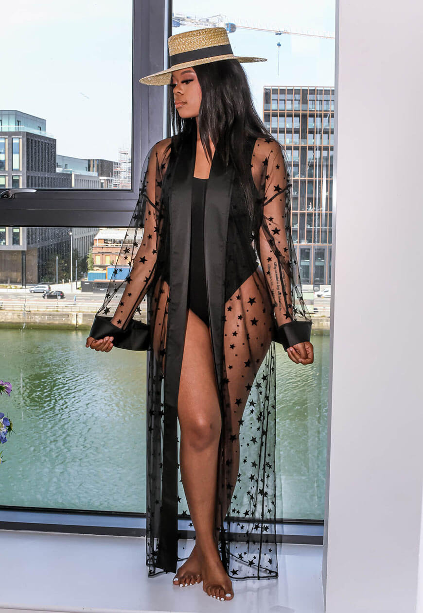 Black Sheer Star Kimono relax- SETSOFRAN
