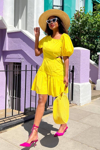 Yellow Poplin Dress: Wearing this dress will bring positive vibes your way, you&#39;ll be shining bright and cannot be missed therefore compliments will be flowing everywhere you go. 